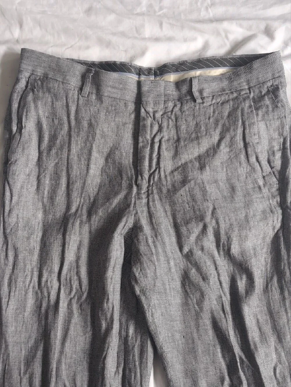 Men's Gray Linen Murano Slim Fit Dress Pants